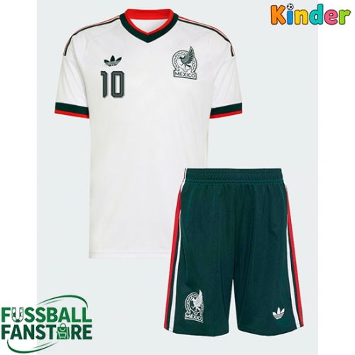 Mexiko Alexis Vega #10 Replik Auswärtstrikot Kinder WM 2026 Kurzarm (+ Kurze Hosen)